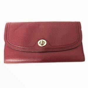 COACH red leather turnlock wallet